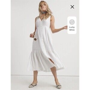 Lucky Brand Luna Cottagecore Boho Maxi Medium Dress Small Button Front Prairie